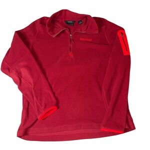Marmot Polartec Fleece Pullover Large Red Quarter Zip Sleeve Pocket